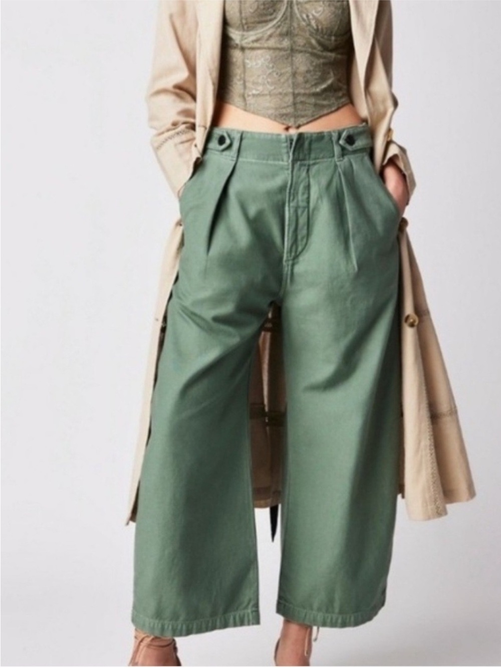 Citizens Of Humanity Payton Utility High Rise Trouser Sage Green Wide Leg Pants - Picture 5 of 13